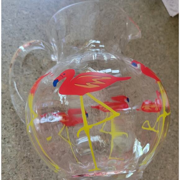 Fun Acrylic Pink Flamingo Pitcher with 4 Cups and 12 Cocktail Stir Sticks Set - Picture 6 of 6